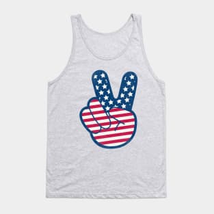 American Flag Retro Peace Sign Hand Distress Tank Top